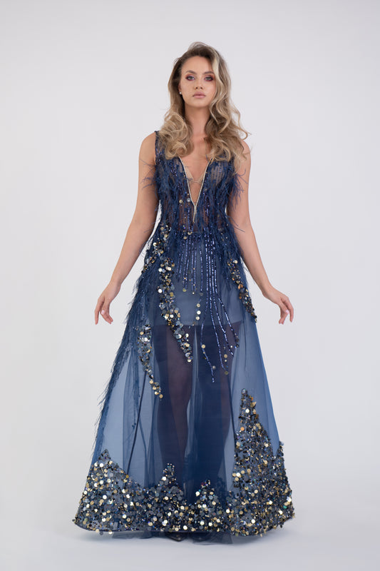 Rochie albastră de seară elegantă Chiara