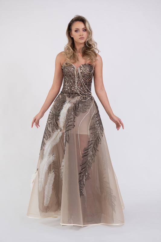 Rochie de seară elegantă nude Blair