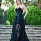 Rochie de seară lungă, neagră, cu corset Midnight Elegance